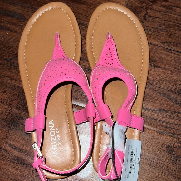 Pink thong sandal ankle back strap NWT size 7 womens shoe style: Shelby; Arizona - Picture 2 of 7